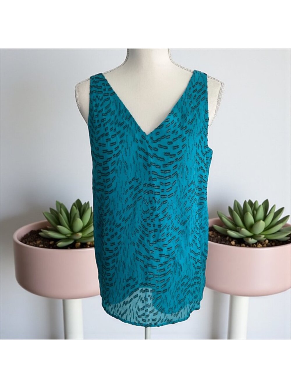 LILLY PULITZER Teal Patterned Dress Tank Top Size Small